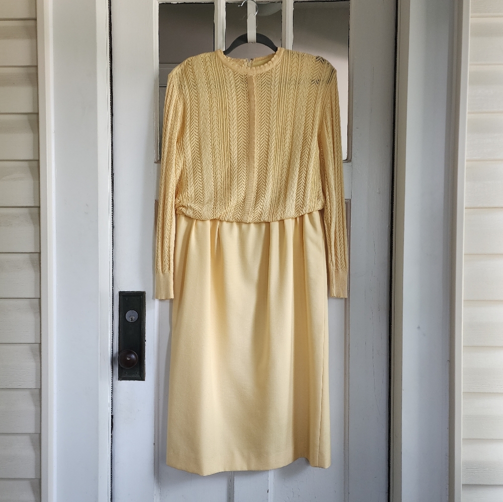 Ciao Ltd Yellow Bishop Sleeve Silk Blend Dress